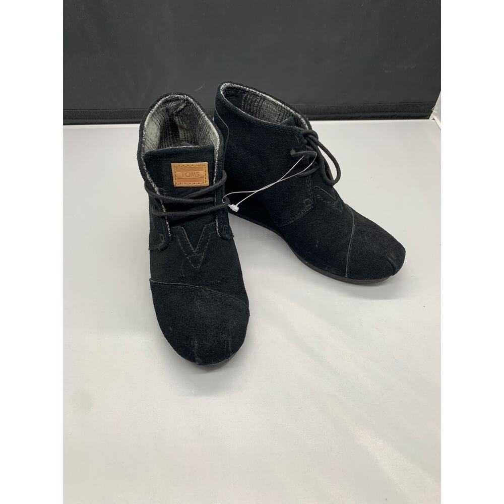 Toms Women's Desert Wedge Ankle Boots Black Suede - Size W7